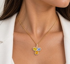 14K Yellow Gold Pendant Necklace with 0.17ct Diamonds & 2.93ct Color Stones  DC-N11964-3