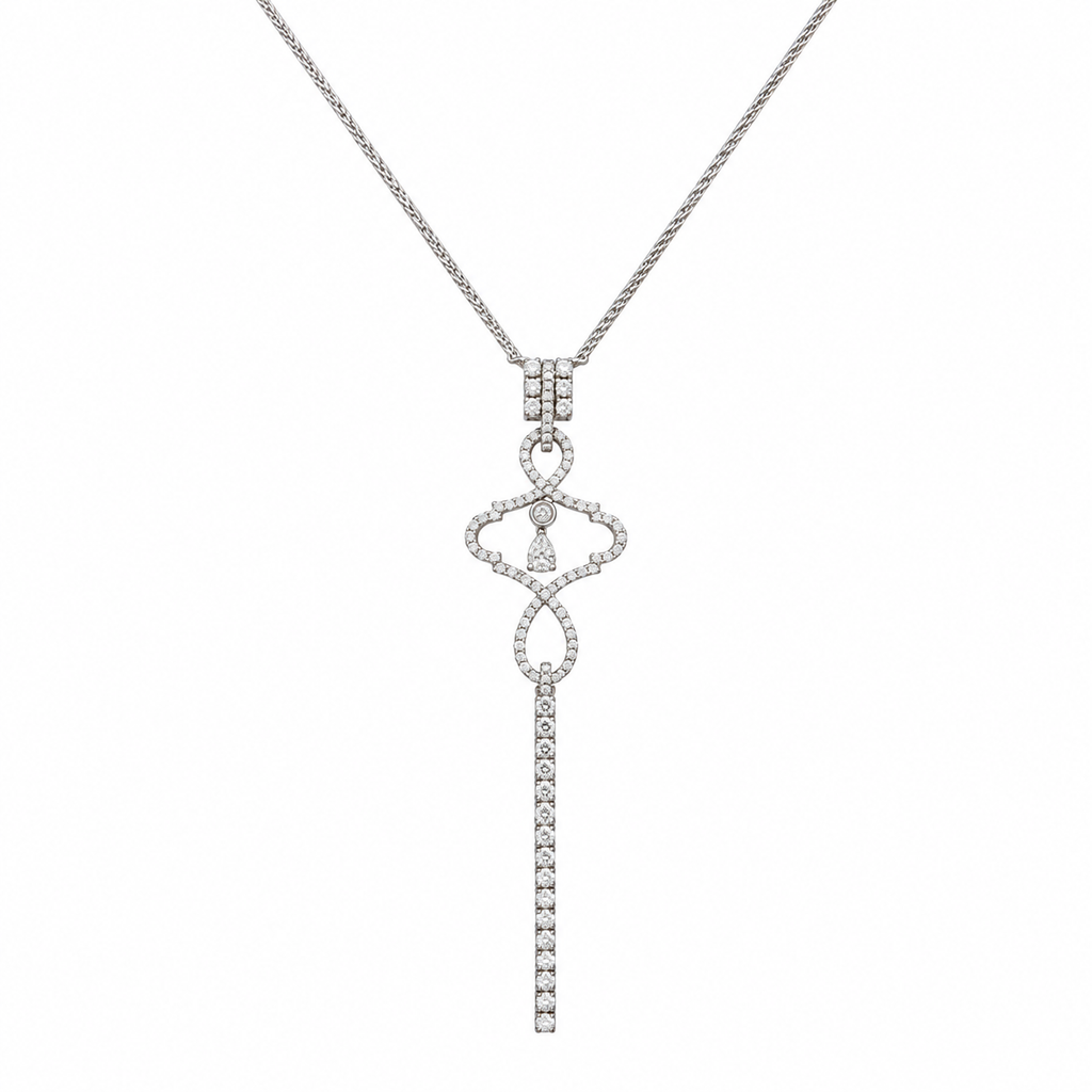 14K White Gold Diamond Pendant Necklace — 1.85CT DN0026 ITJJ