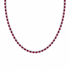 14K White Gold 31.00ct Oval Ruby & 0.55ct Diamond Necklace – 16.5” RDN018 GGTJ