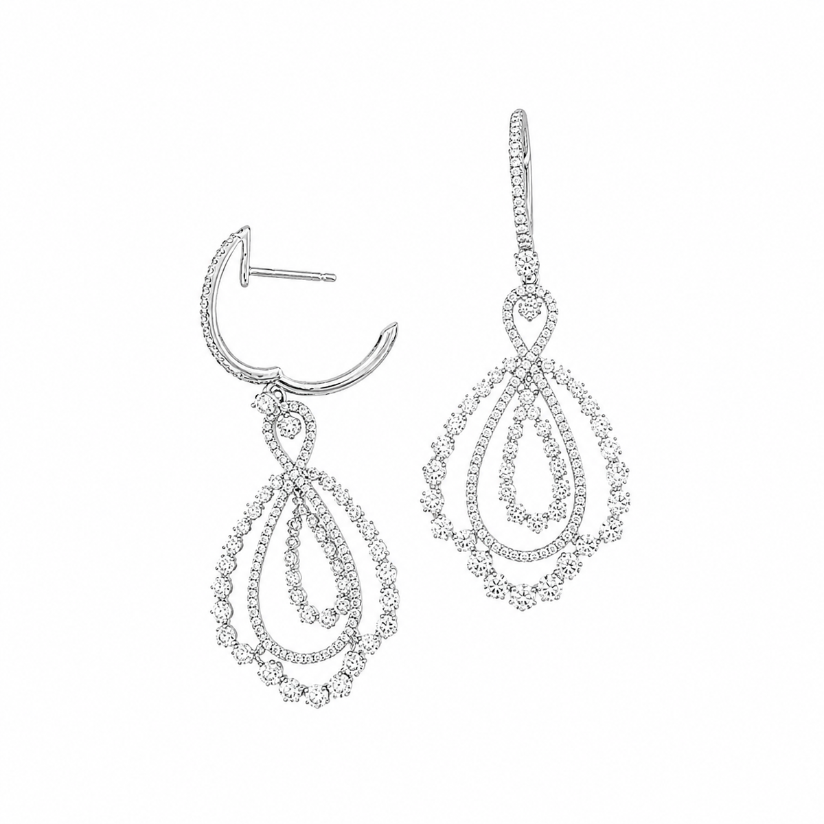 18K White Gold Diamond Drop Earrings – 3.02 CT DIER013 GIJJJ