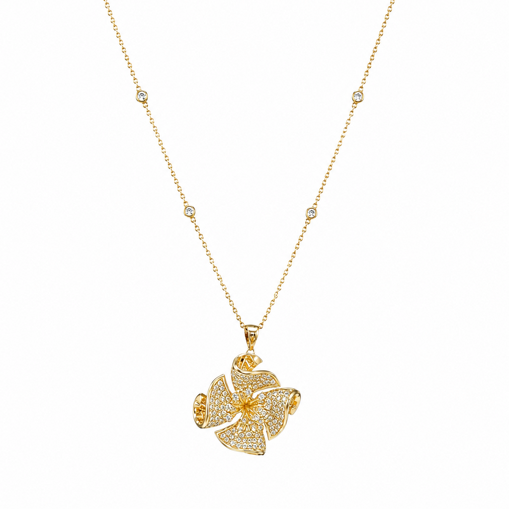 14K Yellow Gold Diamond Pendant Necklace – 1.69CT DN0110 ITJJ