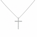 14K White Gold Diamond Cross Pendant Necklace 0.90CT DP024 ETJ