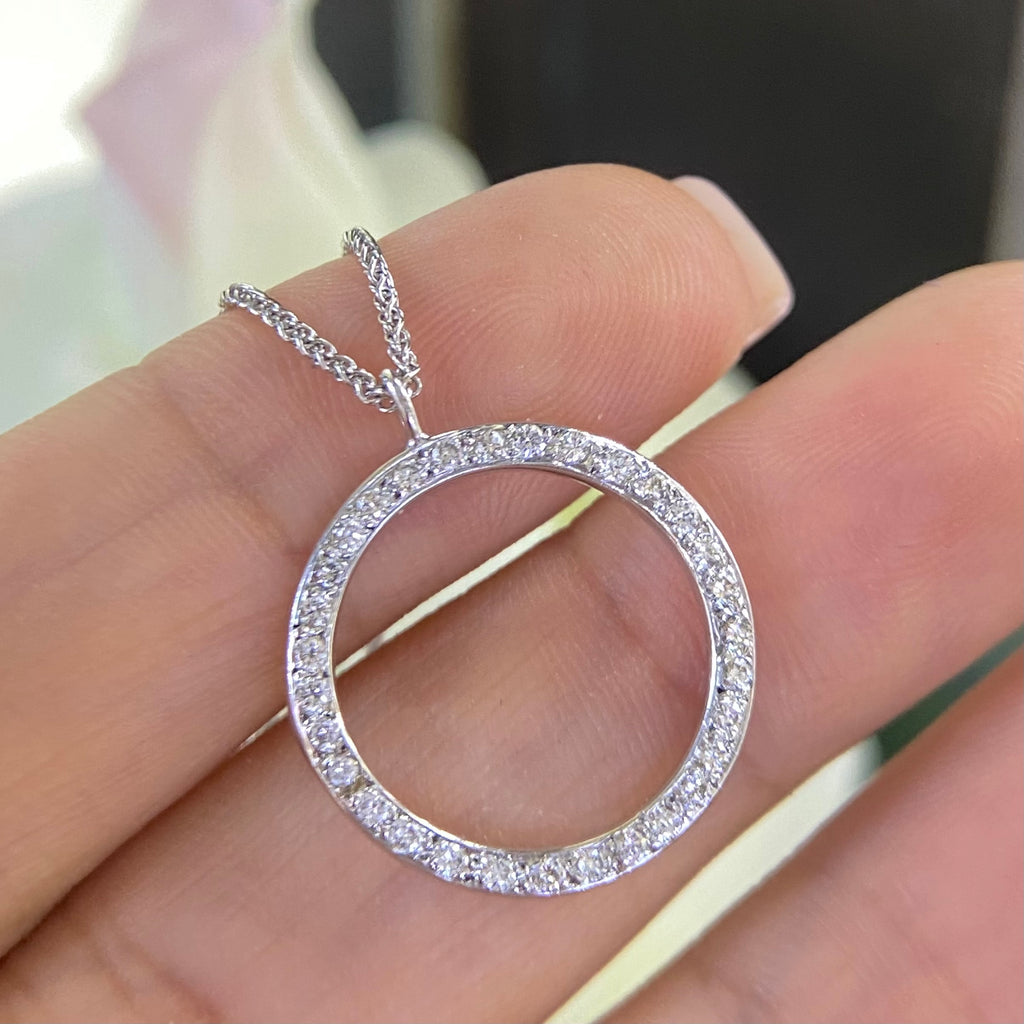 14K White Gold 1.00ct Diamond pendant “Circle of Life” ZTJ