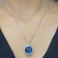 14K White Gold 11.92ct Blue Topaz 0.90ct in Diamonds Pendant CDN011 STJ
