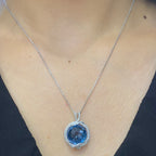 14K White Gold 11.92ct Blue Topaz 0.90ct in Diamonds Pendant CDN011 STJ