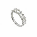 18K White Gold 3.12CT Emerald Cut Diamond Band Ring WF142095