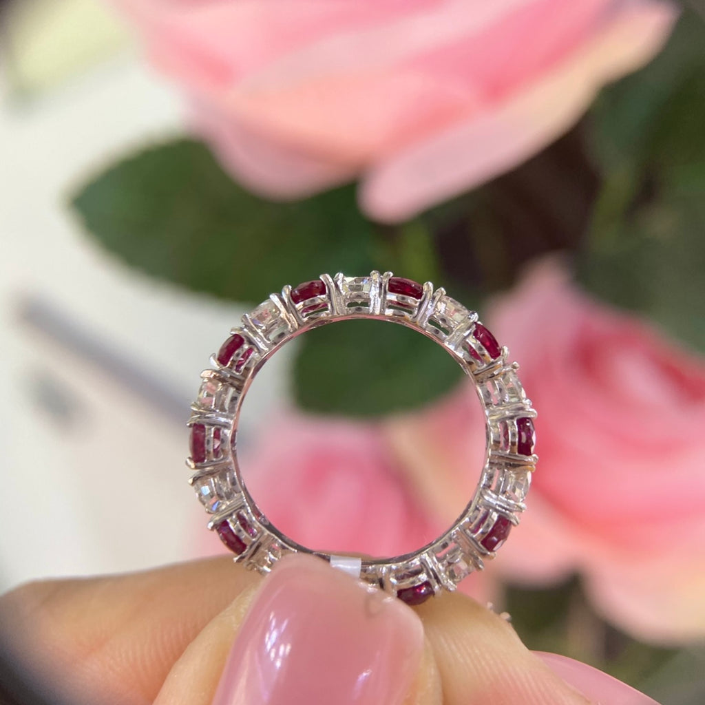18K White Gold Ruby & Diamond Eternity Ring – 2.96CT Rubies / 1.07CT Diamonds | BA36WBR