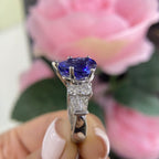 18K White Gold Pear Shape Natural Tanzanite & Diamond Ring – 3.82CT Tanzanite / 1.64CT Diamonds | TDR014