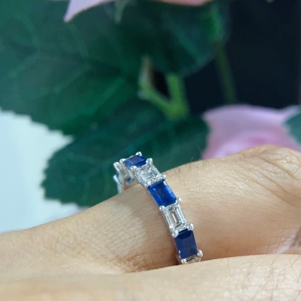 18K White Gold Sapphire & Diamond Ring – 1.98CT Sapphires AR16303BS GSAJ