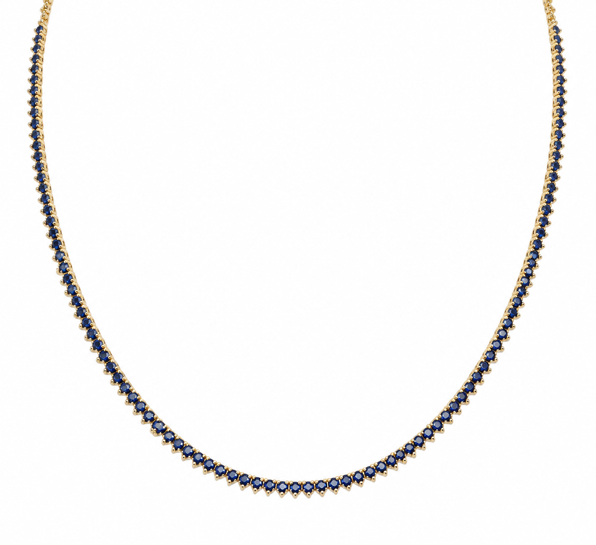 14K Yellow Gold Sapphire Tennis Necklace – 6.79 CT, 16 Inch PJN5293-SA1-004