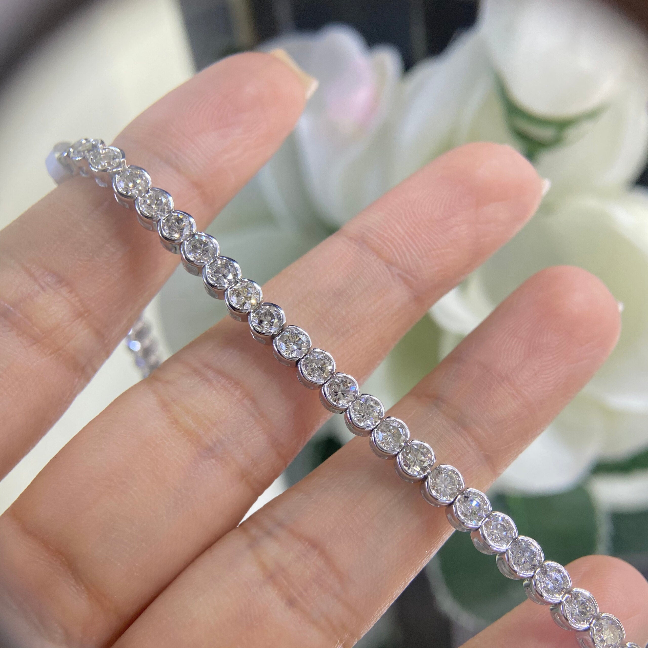 14K White Gold Tennis Bracelet with 6.00CT Natural Diamonds DB085 G,ITLJ