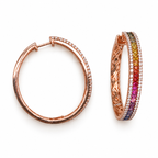 18K Rose Gold Earrings – 2.97CT Multicolor Sapphires, Rubies & Diamonds E19971R-MIX