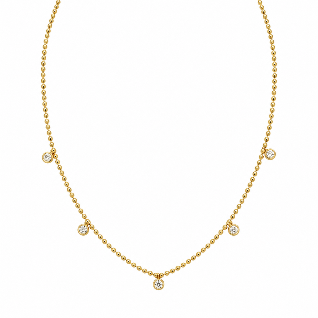 14K Yellow Gold 0.48 CT Diamond Bezel-Set Necklace – 16” Adjustable to 18” KVN00326