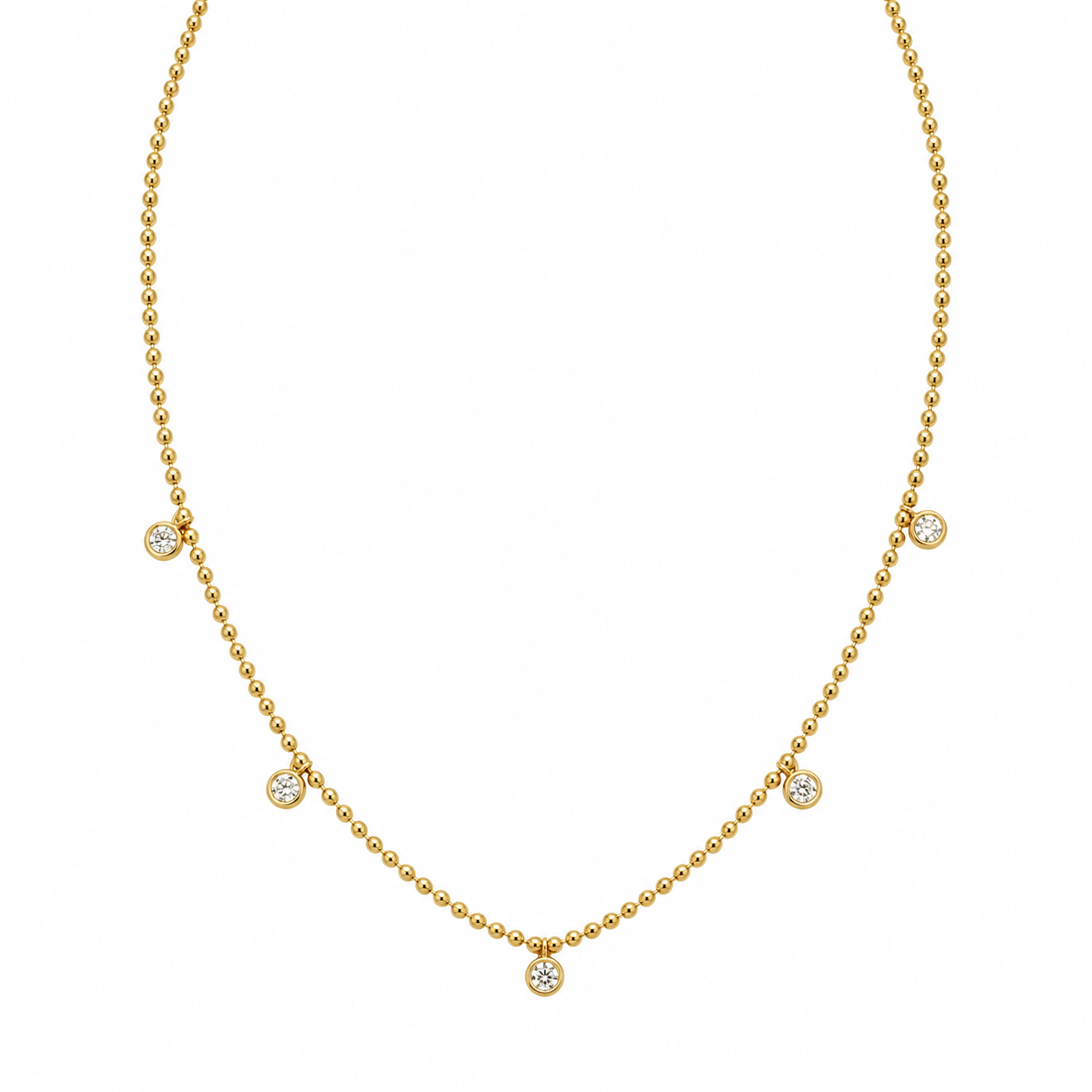 14K Yellow Gold 0.48 CT Diamond Bezel-Set Necklace – 16” Adjustable to 18” KVN00326