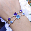 BNG10762AM Diamond and Amethyst 14K White Gold Bangle