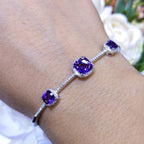BNG10762AM Diamond and Amethyst 14K White Gold Bangle