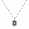 18KT White Gold Emerald & Diamond Necklace – EMDN031 INLN