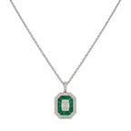18KT White Gold Emerald & Diamond Necklace – EMDN031 INLN