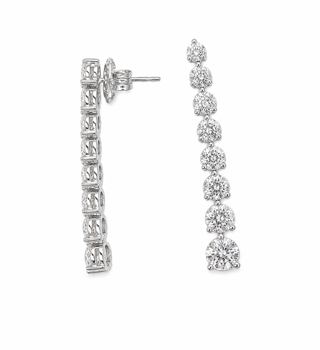 14K White Gold 4.45ct Round Diamond Drop Earrings DIERO162 NTJJ
