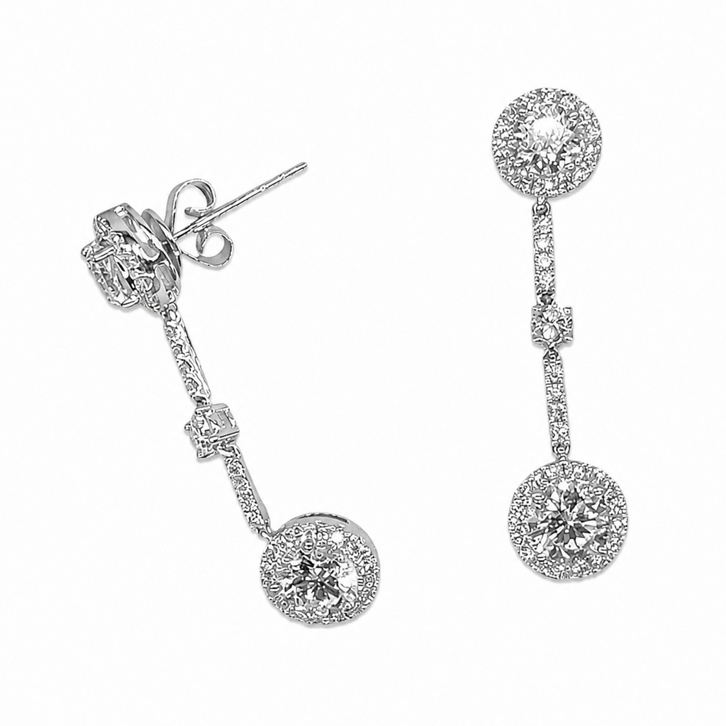 14K White Gold Lab Grown Diamond Drop Earrings 3.56ct