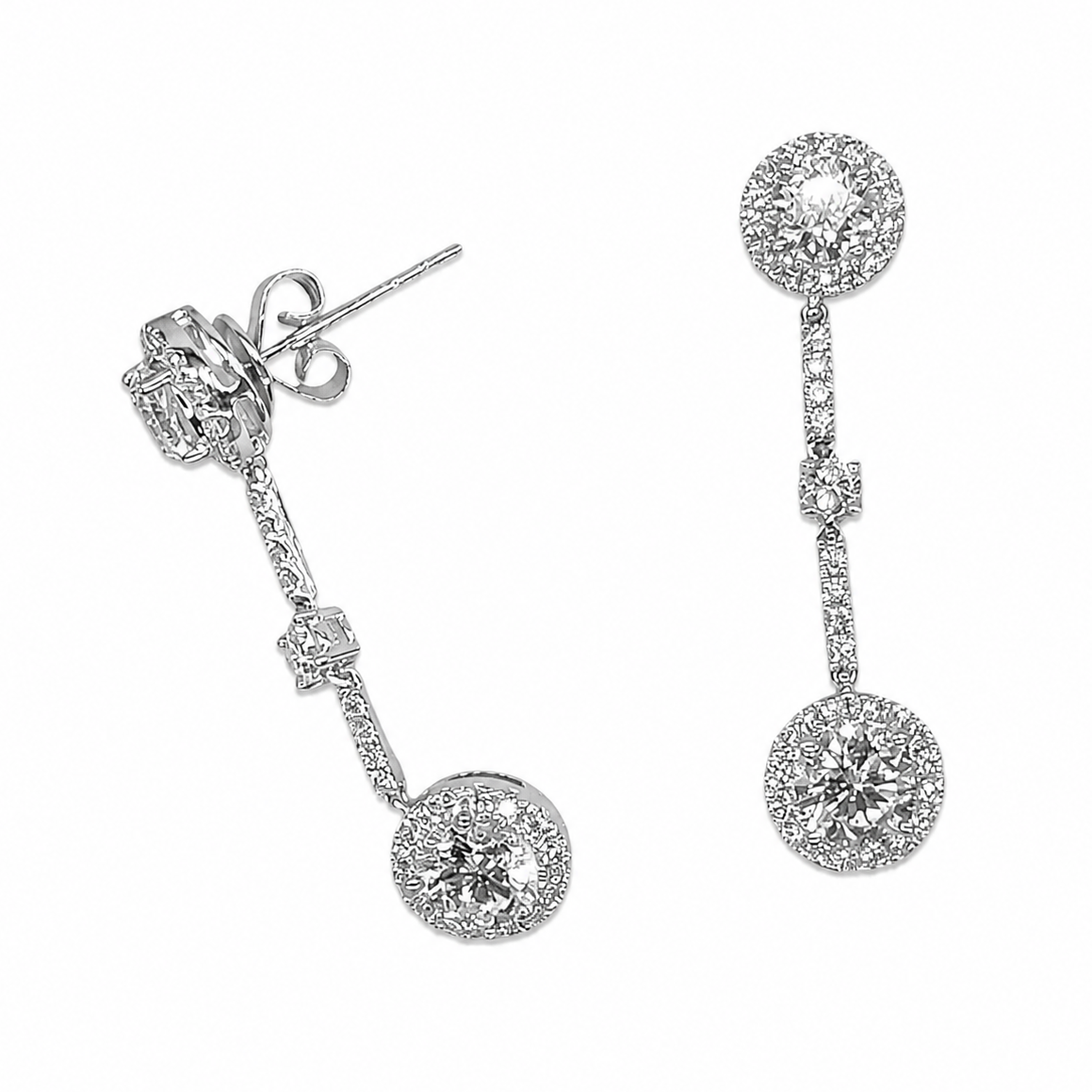 14K White Gold Lab Grown Diamond Drop Earrings 3.56ct