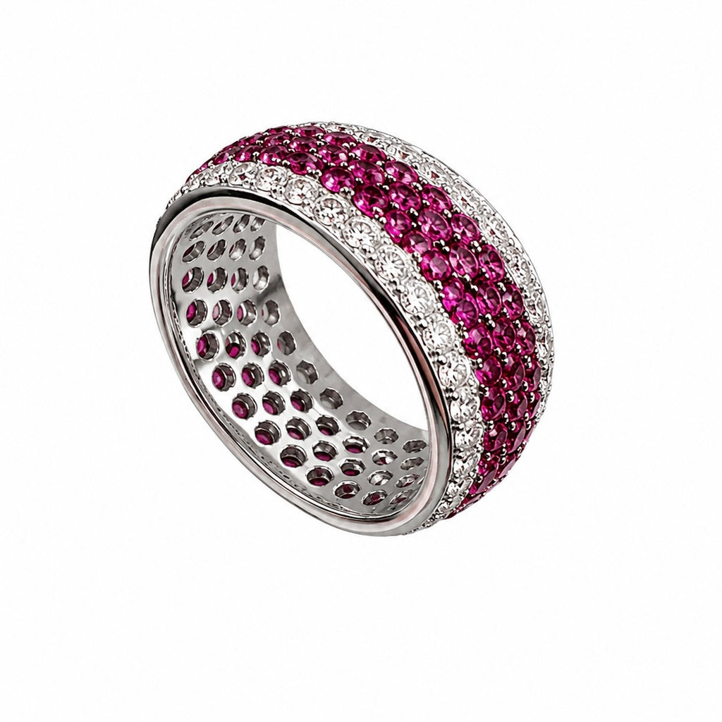 18K White Gold 3.04CT Ruby & 1.39CT Diamond Pavé Ring IETJ