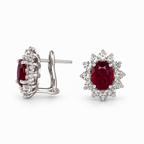14K White Gold 4.32 Ct Ruby & 2.01 Ct Diamond Earrings