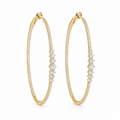 14K Yellow Gold 1.25 CT Diamond Hoop Earrings