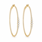 14K Yellow Gold 1.25 CT Diamond Hoop Earrings