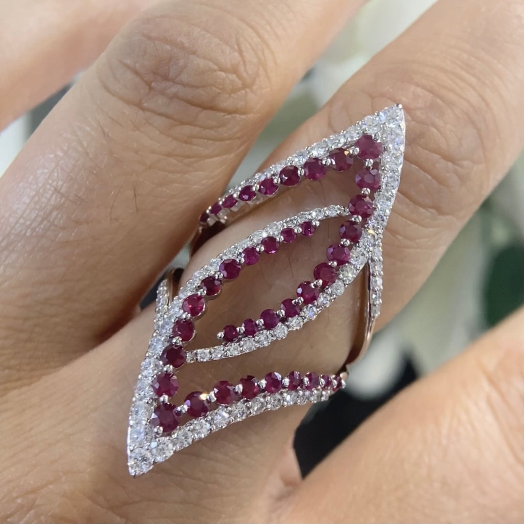 18K White Gold Ruby & Diamond Ring – 1.62CT Rubies / 1.40CT Diamonds | BALTT