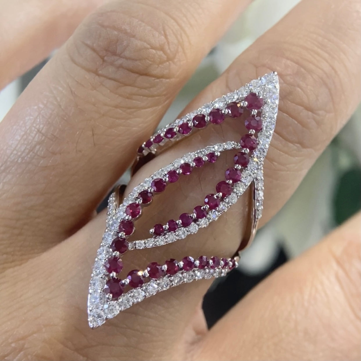 18K White Gold Ruby & Diamond Ring – 1.62CT Rubies / 1.40CT Diamonds | BALTT