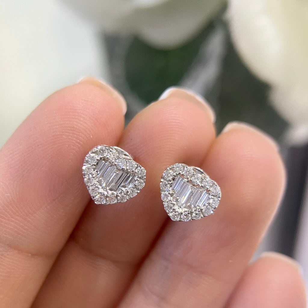 14K White Gold Heart Shape Diamond Stud Earrings 0.45CT – PJE477-13014 TLT