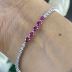 18K White Gold Ruby & Diamond Tennis Bracelet – 0.95CT Rubies / 1.30CT Diamonds | RDB004