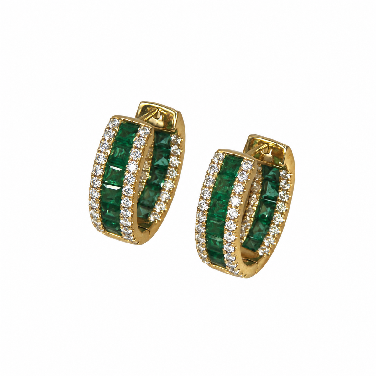 14K Yellow Gold Emerald & Diamond Earrings – 4.61ct Emeralds, 1.50ct Diamonds EMER024 IEJJ