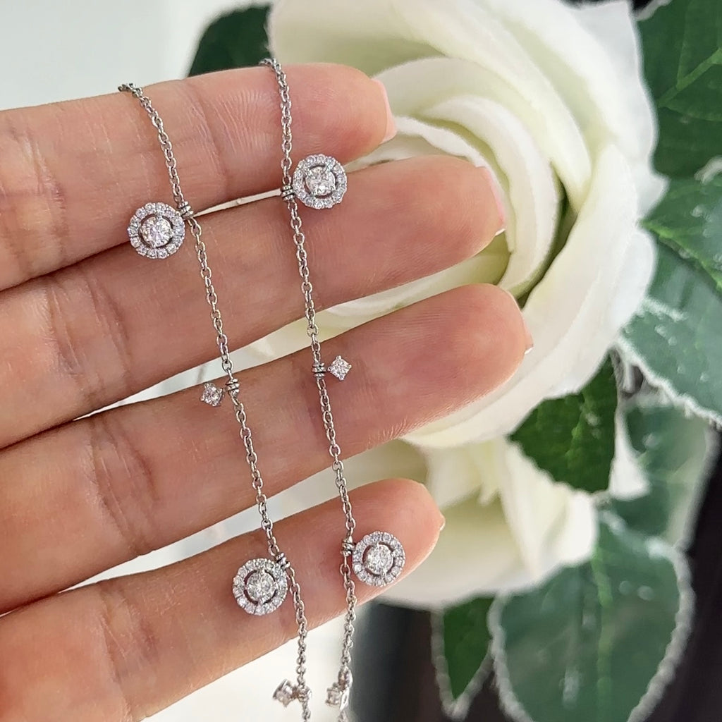 18Kt White Gold Necklace with 1.10ct total in round cut Natural diamonds . WF-138185-1 IJJJ