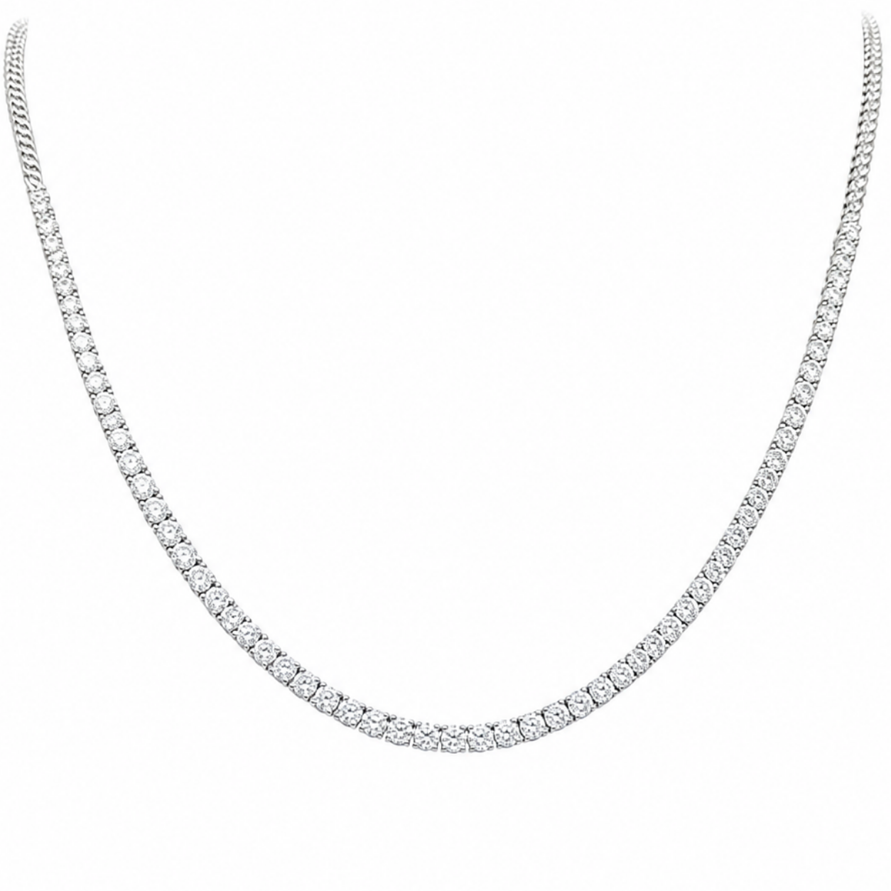 14K White Gold 4.28 CT Diamond Halfway Tennis Necklace DN0059 NJJJ