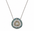 18K White Gold Natural Sapphire & Diamond Pendant Necklace ITJJ