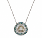 18K White Gold Natural Sapphire & Diamond Pendant Necklace ITJJ