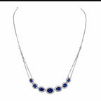 14K White Gold Oval Sapphire & Diamond Station Necklace – 3.45ct Sapphires, 0.87ct Diamonds DC-N14414-4