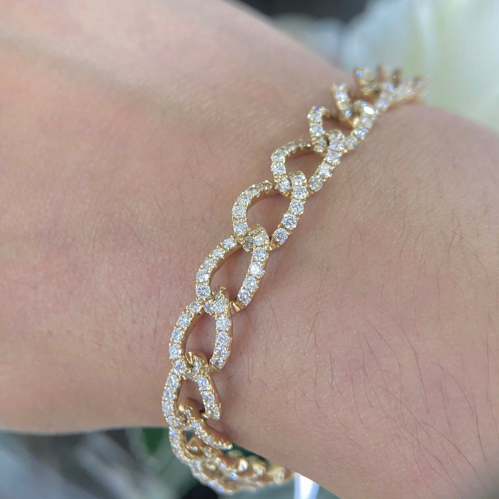14K Yellow Gold Diamond Bracelet with 4.89CT Round Cut Diamonds PJBR3946-019