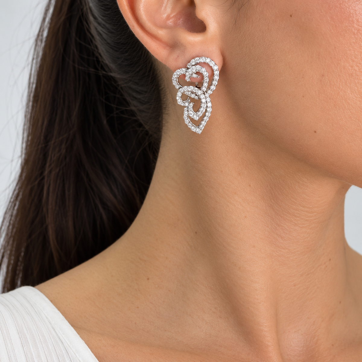 18K White Gold Diamond Earrings — 3.48 CT DIER066 GATJ