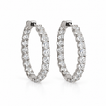 14K White Gold 5.00 CT Inside-Out Diamond Hoop Earrings