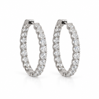 14K White Gold 5.00 CT Inside-Out Diamond Hoop Earrings