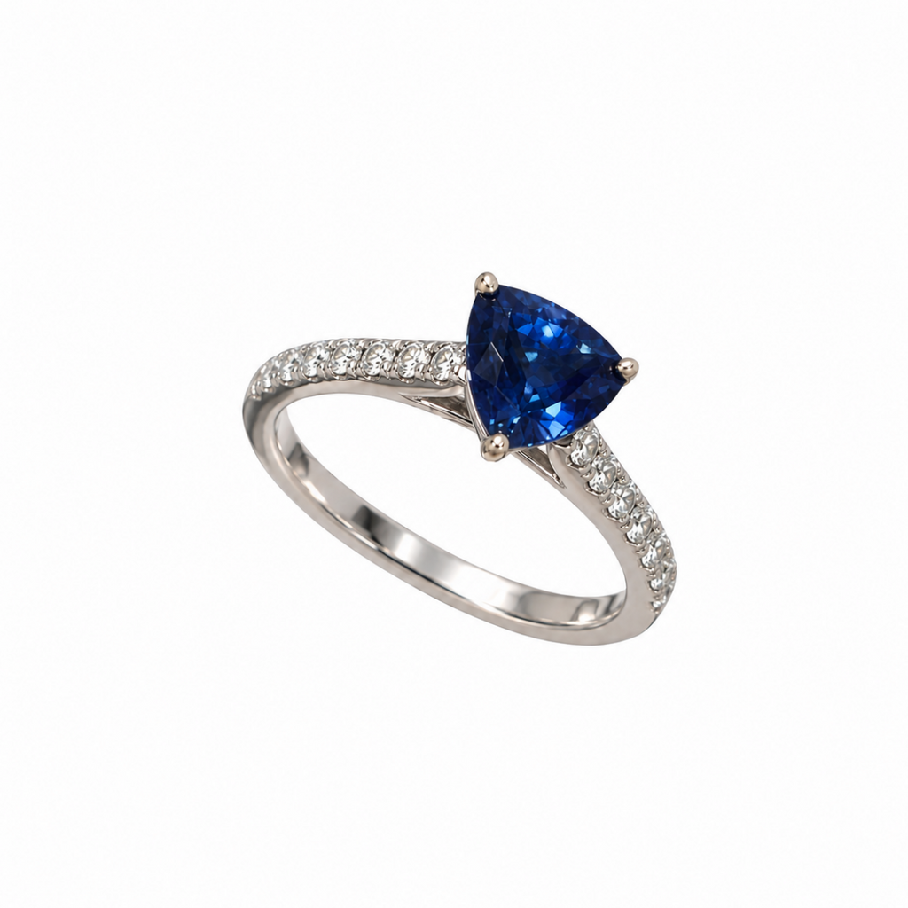 18K White Gold 3.20CT Sapphire & 0.50CT Diamond Ring SDR056 GZJJ