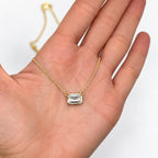 14K Yellow Gold 3.03 CT Emerald-Cut Diamond Bezel-Set Pendant Necklace