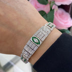 18K White Gold Diamond & Emerald Bracelet – 2.50CT Diamonds / 1.00CT Emeralds | EMDB05