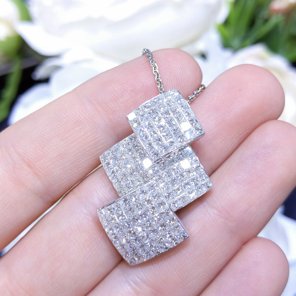 5.00ct Princess Cut Diamond Pendant 18K White Gold DP039