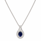 14K White Gold Sapphire & Diamond Pendant Necklace – 2.10 CT Sapphires, 1.15 CT Diamonds SDN006 NJJJ