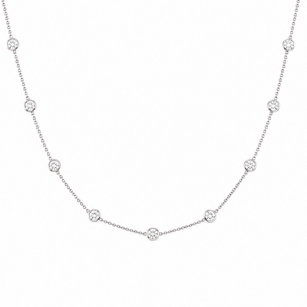 14K White Gold 2.15 CT Diamond By The Yard Necklace – 17” DN014 GNJJ