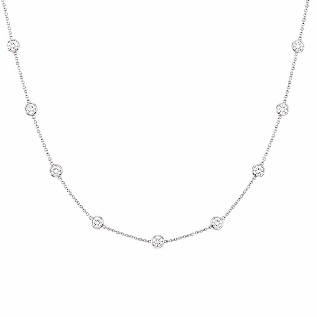 14K White Gold 2.15 CT Diamond By The Yard Necklace – 17” DN014 GNJJ